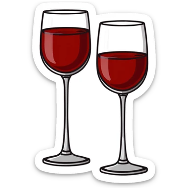 fancy silver goblet adorned with red amber stones containing dark red wine sticker