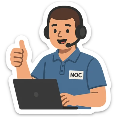 flat toon style NOC technician giving a thumbs up sticker