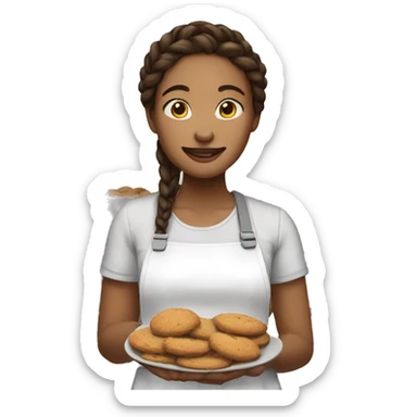 quarteron woman with brown dark braids baking cookies sticker