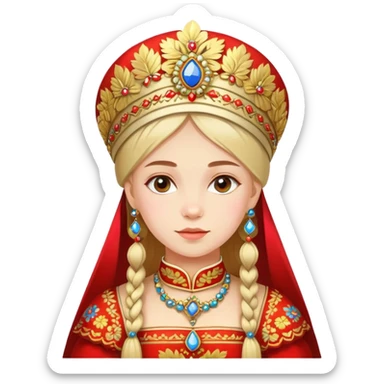 girl in russian costume and kokoshnik sticker