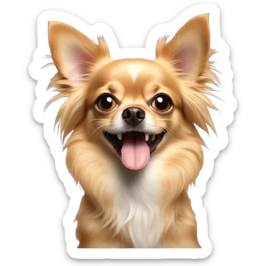 Long haired Aussie chihuahua mix dog with tongue out sticker