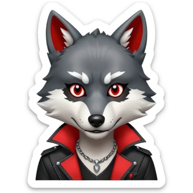 Anthropomorphic Anthro Furry punky gothic black white and red badass cool stylish handsome smexy Animal-furry-fursona sticker