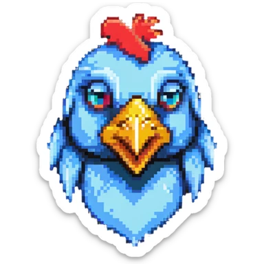 ultra-minimal blocky Minecraft chicken head emoji with one large colorful square pixel, perfectly square, extremely simple, abstract, playful, childlike sticker
