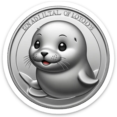 Make a coin engraved cute seal  whole body and coin price goes up sticker
