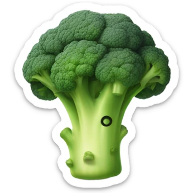 A broccoli with sad eyes and a trembling lip looks upset, as if saying goodbye. sticker