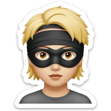 Blindfold person with different colors of hair. No trusting games with people blindfolded behind steering wheel sticker