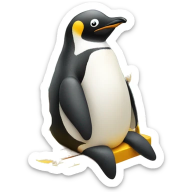 Penguin sitting on a playground swing sticker