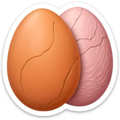 two skin tone peachy beige-pink egg shaped balls/spheres, both same size and same color, add a bumpy, loose, veiny, wrinkly skin texture with folds to both. no face.  sticker