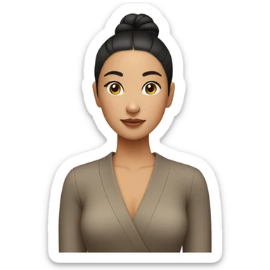  tan Asian girl with a middle part slick back bun  sticker