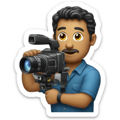 Latino film director holding a cinema camera sticker