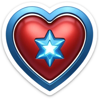 A red Iron Man heart with a glowing blue star in the center sticker