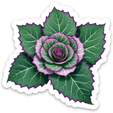Close-up of Begonia Rex leaf center showing spiral growth pattern, dark green leaf with purple edges and white spots sticker