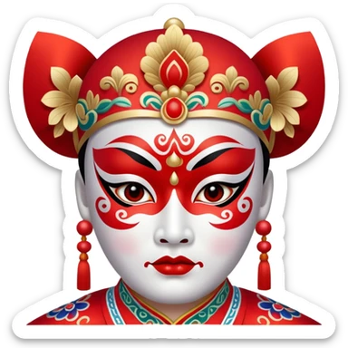 I want to generate Peking Opera facial makeup, red face sticker
