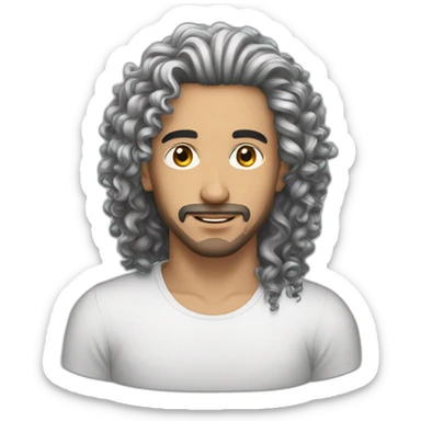 Men Algerian white long curly black hair with monobron  sticker