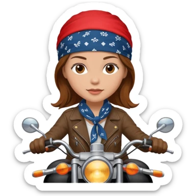 Put Kate on a motorcycle in a bandana brown hair sticker