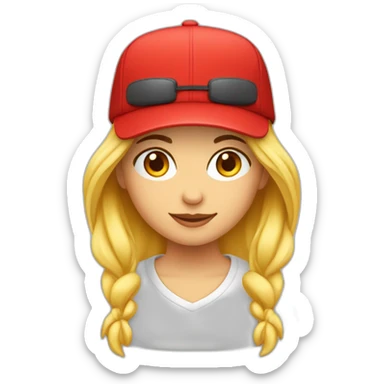 Fille avec capuche blanche et casquette rouge  sticker