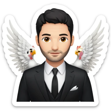 Lucifer (Tom Ellis) sous sa forme angélique, avec des ailes blanches et son costume comme dans la série. sticker