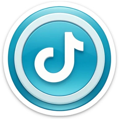 Modern emoji-style TikTok verified icon: cyan-blue circular badge, bold white checkmark, smooth gradient, soft glossy highlights, subtle shine, thick white border, minimalist flat + semi-3D style, smooth edges, high contrast, transparent PNG, high quality, sharp. sticker