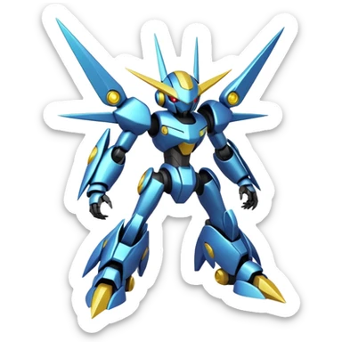 Shiny Futuristic Cool Edgy Badass Fakemon-Pokemon-Digimon-Spectrobes-Medabot-fusion, full body sticker