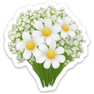 white flower and baby breath flower bouquet  sticker