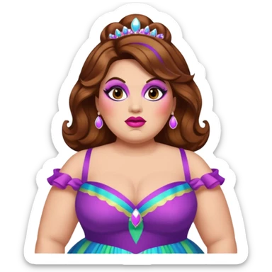 A chubby drag queen with brown hair sticker