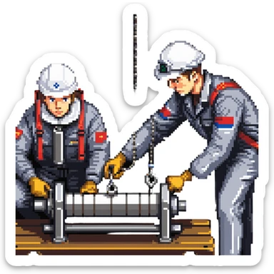 Russian sailor operating winch to collect marine geology samples and scientists in laboratory examining sediment cores sticker