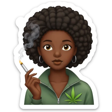 Teenage pretty dark skinned Black girl smoking a joint sticker