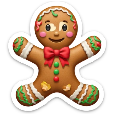 Gingerbread man with a red bow sticker