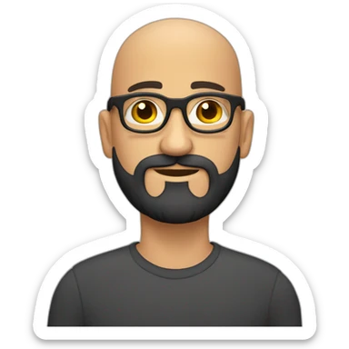 bald headed spanish guy chubby face full black beard and frameless round glasses sticker