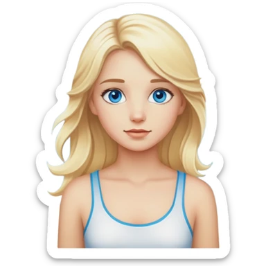 blonde girl by the ocean with blue eyes sticker