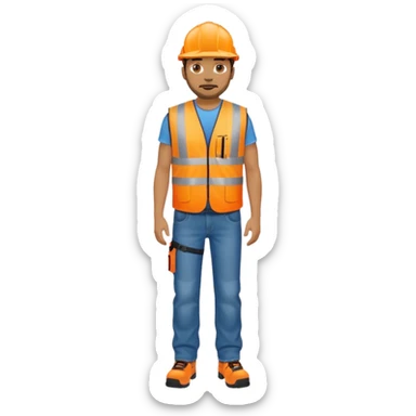 man in orange hi vis vest and jeans, standing full body sticker