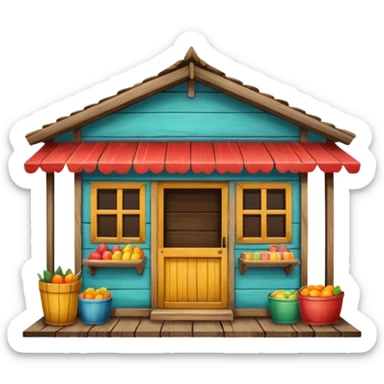 small indonesian roadside shop, front facing sticker