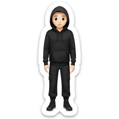 fullbody Mysterious man in black hoodie, hands in pockets and black pants sticker