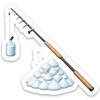 Fishing rod with cocaine on the end sticker