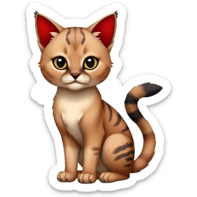 Gothic exotic Red and black and edgy and cute shiny Fantasy-Siamese-Bobcat-Caracal-Scottish-Fold-feline-Fakémon-feline-hybrid (full body) sticker