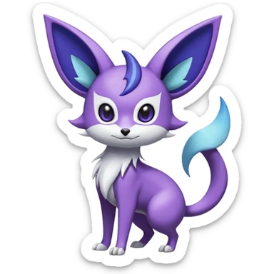 Shiny Cute Espeon-Noibat-Mightyena-Silvally-Fakémon-hybrid-creature (full body)  sticker