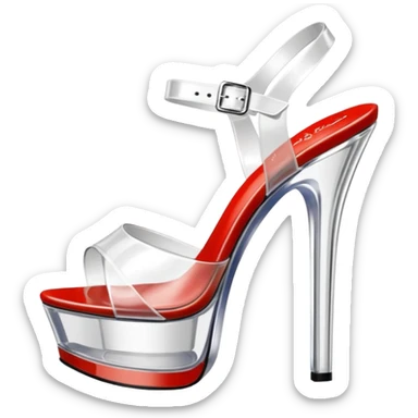 ultra realistic platform clear translucent high heel sandals,  Transparent clear bottoms sticker