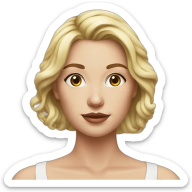 hyperrealistic caucasian woman white v-neck strapless sticker