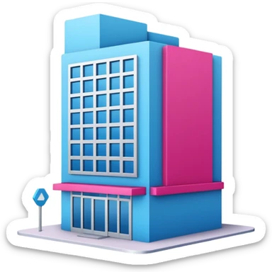 The building houses the Ozon order pickup point in its signature blue (digital blue) and raspberry colors. sticker