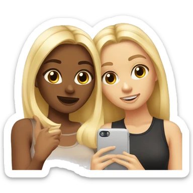 blonde et brown girls taking selfie indoors sticker