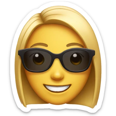 Girl with sunglasses and big smile sticker