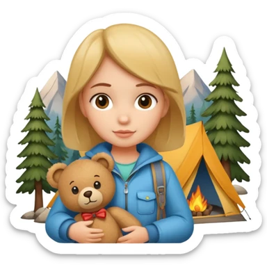 A girly Teddy bear camping sticker