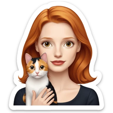 Jessica Chastain, with cute cat sticker