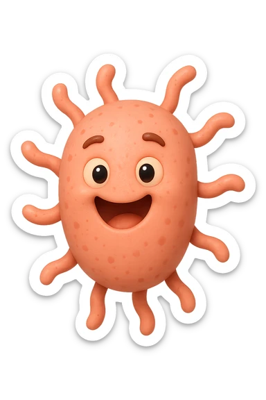 EMOJI STILE IPHONE DI 6 
BATTERI INTESTINALI ROSA SALMONE FELICI CHE FLUTTUANO IN ARIA, IPERREALISTICO 4K sticker