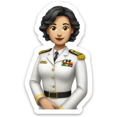 German Ship Captain Woman white Uniform dark hair sticker