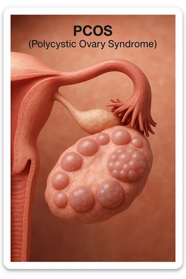 Ovulazione assente  in 3D immagine medica donna pcos sticker