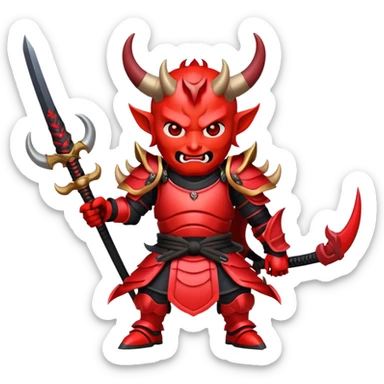 Devil samurai with large curved horns sticker