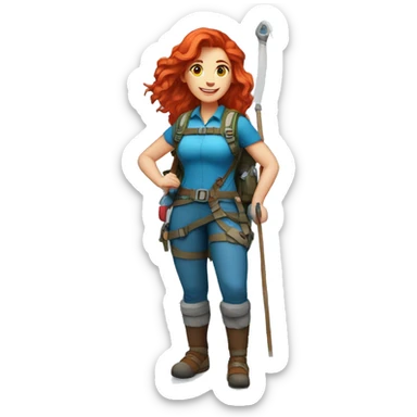 Female red hair mountaineer on mount everest with greek flag and easter eggs basket sticker
