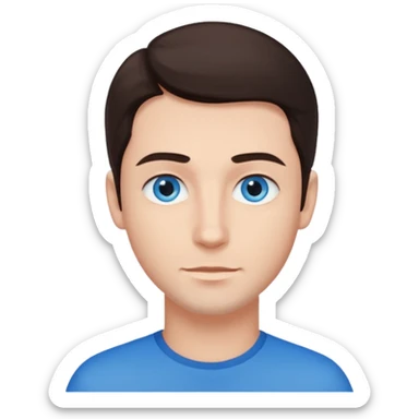 homme yeux bleu azur cheveux brun foncé sticker