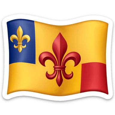 Louisiana Creole flag with a deep blue background, a single gold five-pointed star in the upper left, and three gold fleur-de-lis below it. Flat vector design, clean lines, high contrast, no text, clear at small size. sticker